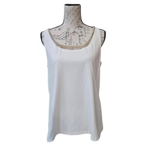 Chico's Ivory Gold Embellished Sleeveless Tank Top L